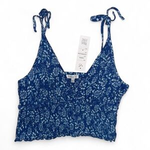 Patrons of Peace Blue and White Sleeveless Crop Tank